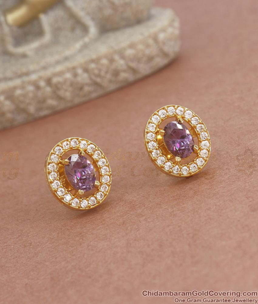 Beautiful Cz Stones Gold Oval Studs Collections Shop Online ER3798