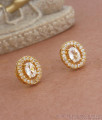 Oval Shaped White Stone Stud Earrings Gold Imitation Jewelry ER3800