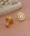 Oval Shaped White Stone Stud Earrings Gold Imitation Jewelry ER3800