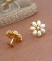 Floral 1 Gram Gold Earrings White Pearl Studs Collections ER3801