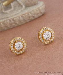 Stylish White Stone Round Gold Plated Studs Shop Online ER3803