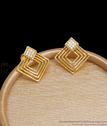 Diamond Pattern Gold Imitation Earrings White Stone Big Studs ER3806 Diamond Pattern Gold Imitation Earrings White Stone Big Studs ER3806