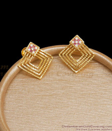 Diamond Collections 1 Gram Gold Studs Ruby White Stone Designs ER3807 Diamond Collections 1 Gram Gold Studs Ruby White Stone Designs ER3807
