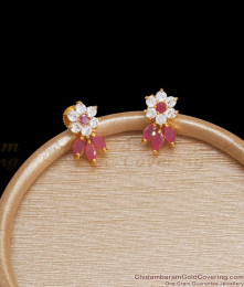 1 Gram Gold Studs Floral Design Earrings Fancy Collections ER3809