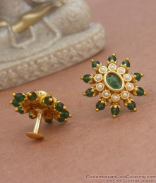 Vintage Earring Collections Emerald Stone Bid Studs for Party Use ER3811 Vintage Earring Collections Emerald Stone Bid Studs for Party Use ER3811