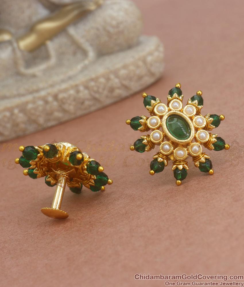 Vintage Earring Collections Emerald Stone Bid Studs for Party Use ER3811