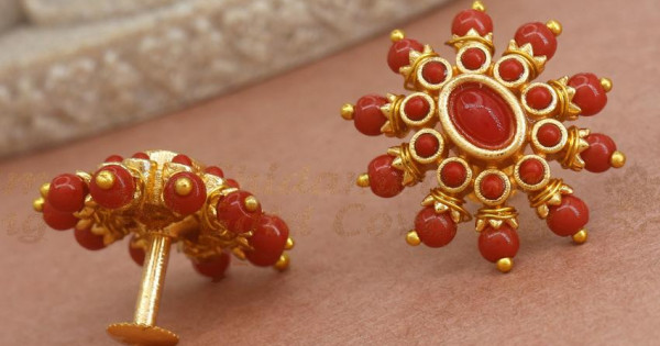 22K YELLOW GOLD HANDMADE ROUND EARRING TOPS WOMEN JEWELLERY RAJASTHAN IND |  eBay