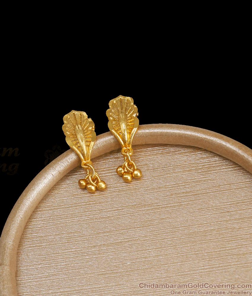 Buy One Gram Gold Simple Daily Use White Pearl Earrings Design for Women