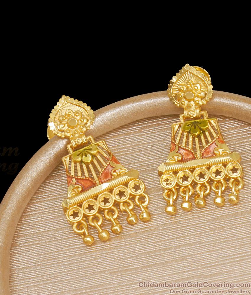Meenakari Design Forming Gold Earrings Danglers Collections ER3824