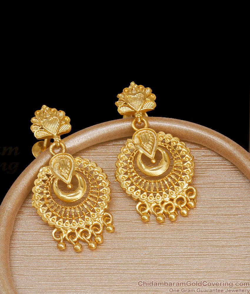 Buy One Gram Gold Daily Use White Stone Hoop Earrings for Girls