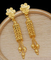 Stylish Handmade Gold Long Earrings Big Danglers Floral Design ER3827
