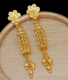 Stylish Handmade Gold Long Earrings Big Danglers Floral Design ER3827 Stylish Handmade Gold Long Earrings Big Danglers Floral Design ER3827