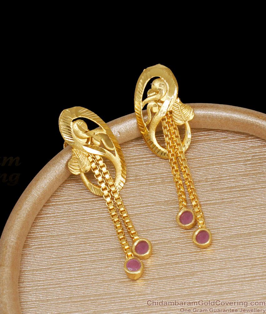 Pin Type Forming Gram Gold Earring Stone Danglers Shop Online ER3830