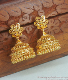 Big Umbrella Jhumkas One Gram Gold Jewelry Bridal Wear ER3837 Big Umbrella Jhumkas One Gram Gold Jewelry Bridal Wear ER3837