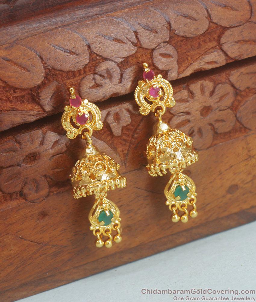 Double Layer Gold Imitation Stone Jhumki Designs Shop Online ER3843