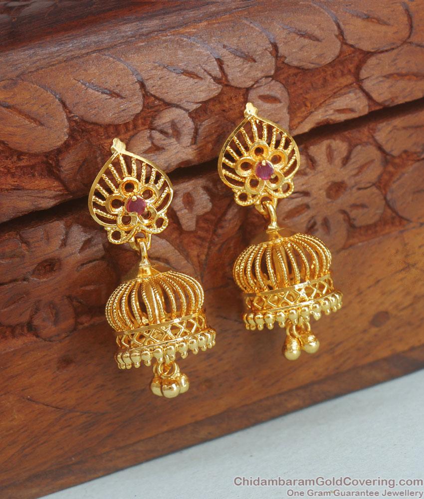 Trendy Latest Jhumka Collections One Gram Gold Jewelry Bridal Wear ER3844