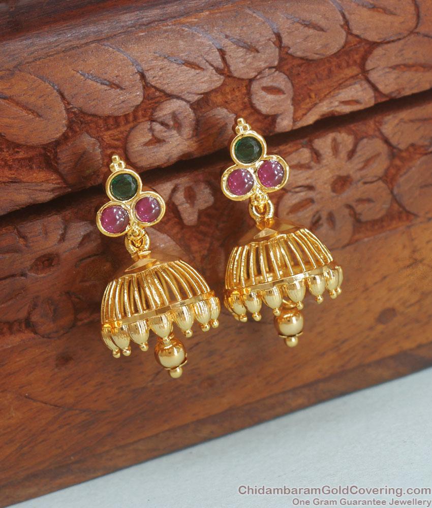 Unique Kemp Stone Gold Jhumki Earrings Shop Online ER3848