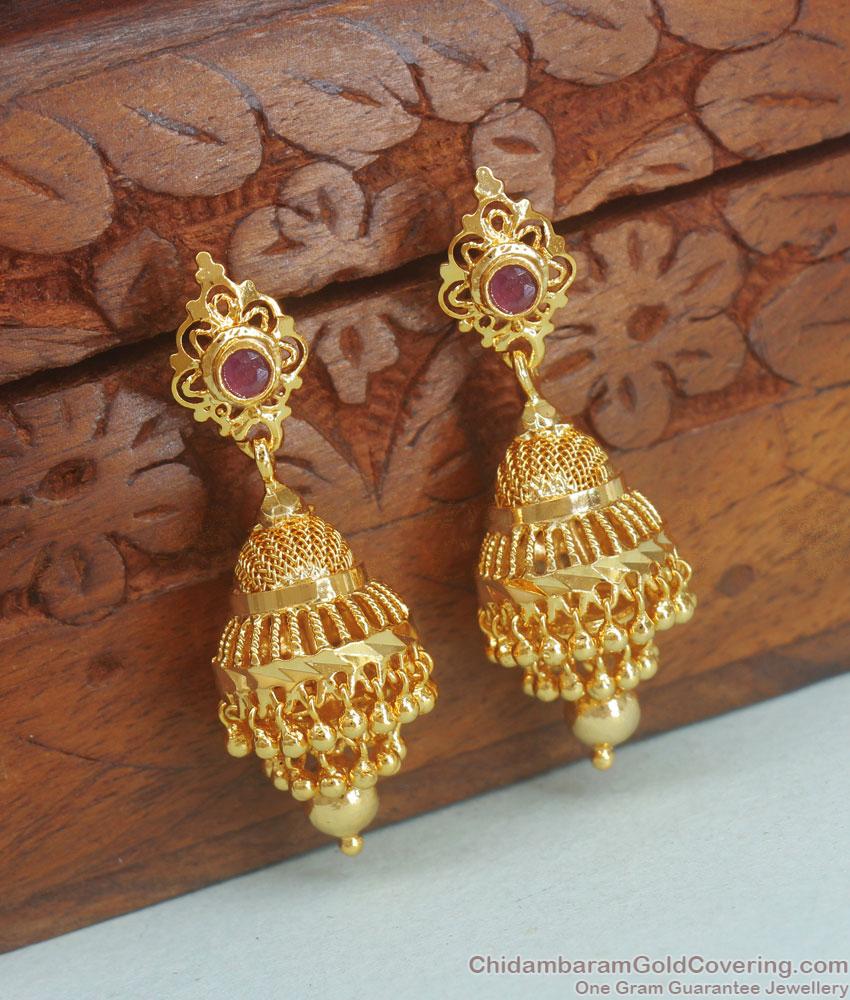 Buy Ruby Stone Gold Imitation Earring Adukku Jhumki Bridal Collections ER3850