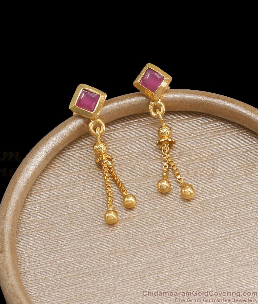 1 Gram Gold Earrings Danglers Ruby Stone Collections ER3866