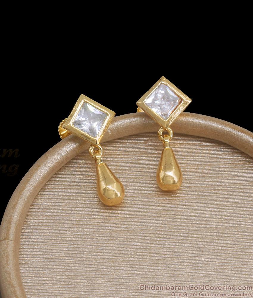 Unique Gold Plated Studs White Uncut Diamond Collections ER3870