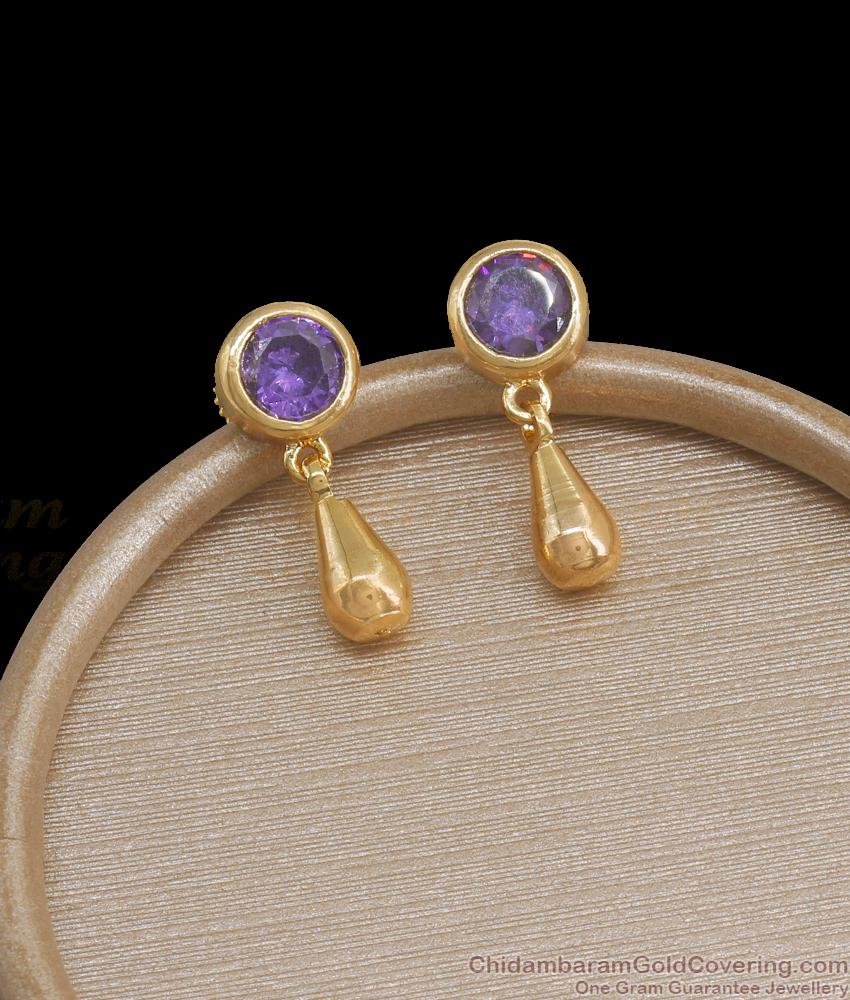 1 Gram Gold Studs Amethyst Stone Designs Shop Online ER3871