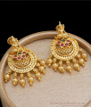 Lakshmi Pattern Gold Plated Earring Ruby Green Stone Collections ER3874