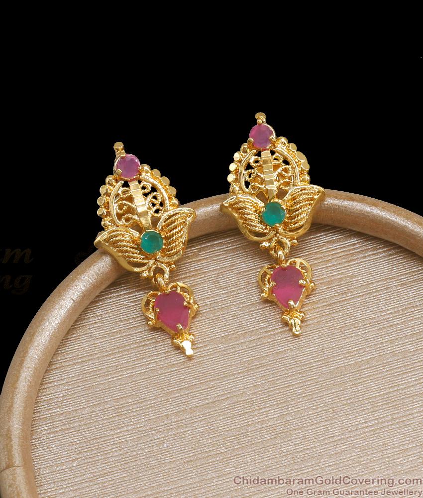 Regular Use Gold Tone Earring Multi Stone Danglers Shop Online ER3879