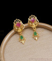 Floral Ruby Green Stone Earrings Gold Dangler Collections ER3880