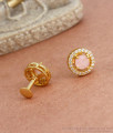 Baby Pink Stone Gold Plated Earrings Stud Pattern Shop Online ER3889
