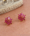 Cubic Zircon Full Ruby Stone Gold Plated Stud Earrings Shop Online ER3890