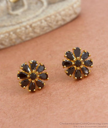 Rare Black Stone Gold Plated Stud Earrings Shop Online ER3893 Rare Black Stone Gold Plated Stud Earrings Shop Online ER3893