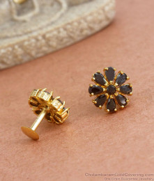 Rare Black Stone Gold Plated Stud Earrings Shop Online ER3893 Rare Black Stone Gold Plated Stud Earrings Shop Online ER3893