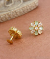 Latest Floral Design Gold Imitation Earring Aqua Green Stone Studs ER3895