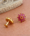Party Wear Ruby Stone Studs Gold Plated Earrings Flower Designs ER3896