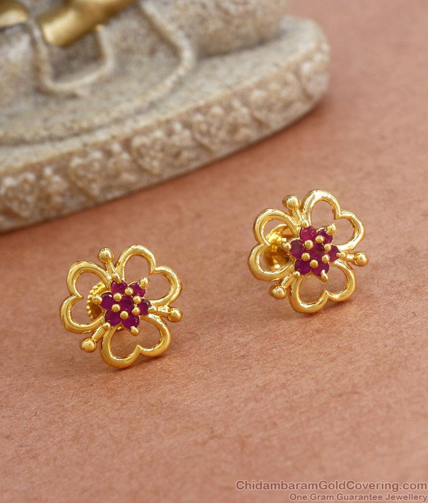 Cute Gold Plated Studs Earrings Heart Designs ER3897