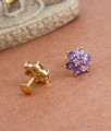 Real Amethyst Stone Gold Studs Earrings ER3898