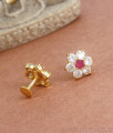 1 Gram Gold Earrings White Ruby Stone Collections ER3899