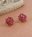 Big Ruby Stone Floral Gold Plated Studs Designs ER3900