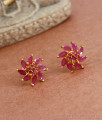 Traditional Chakra Pattern Gold Studs Earrings Full Ruby Stone Collections ER3902