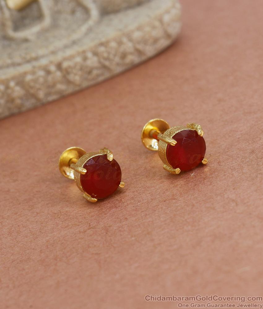 Small Ruby Stone Gold Imitation Studs Collections ER3904