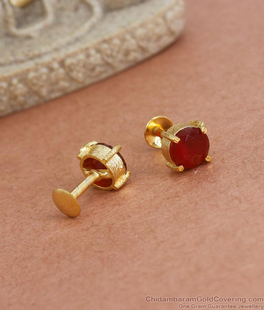 Small Ruby Stone Gold Imitation Studs Collections ER3904