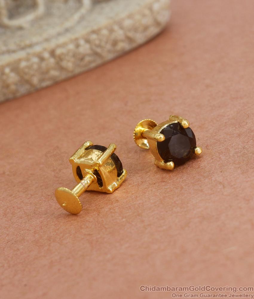 Black Stone Studs Gold Imitation Earrings Designs Shop Online ER3906