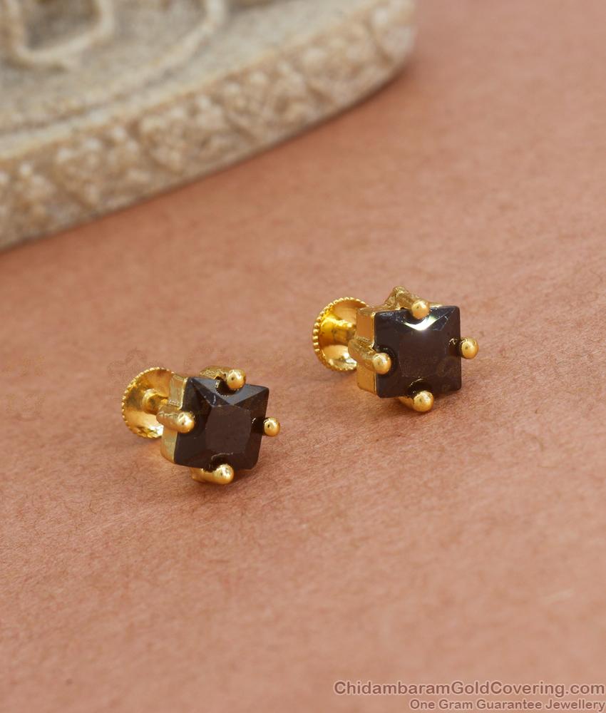 Stylish Regular Wear Gold Imitation Earrings Black Stone Designs ER3907