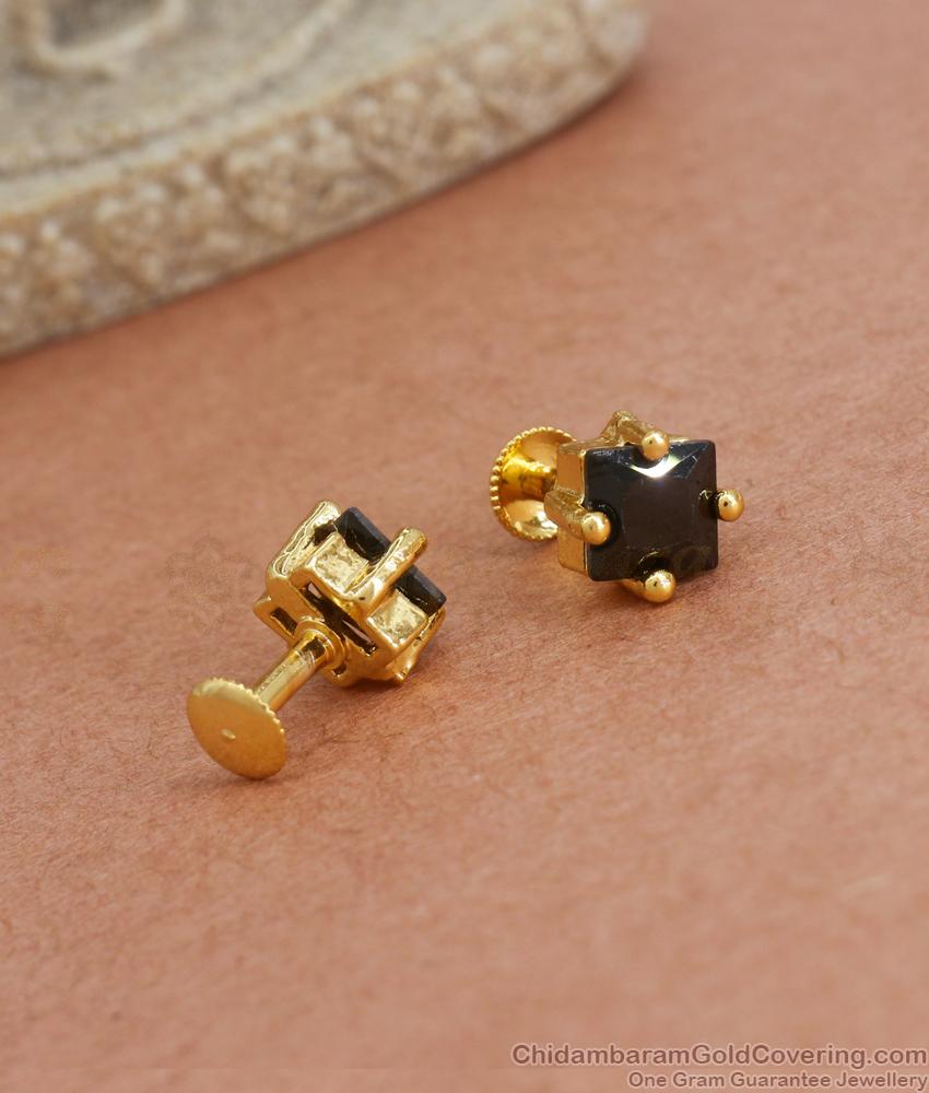 Stylish Regular Wear Gold Imitation Earrings Black Stone Designs ER3907