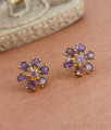 1 Gram Gold Earring Floral Amethyst Stone Studs ER3909