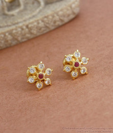 Pure Gold Tone Earrings Multi Stone Studs Designs Shop Online ER3914 Pure Gold Tone Earrings Multi Stone Studs Designs Shop Online ER3914