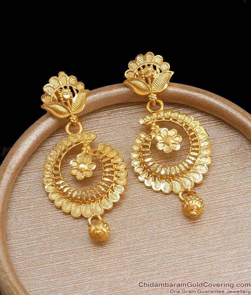 Bridal 2 Gram Gold Earrings Chandaballi Design Danglers Shop Online ER3920