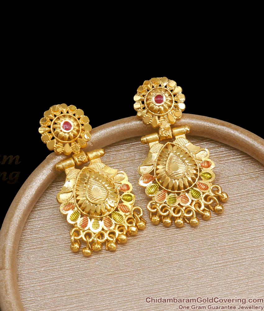 Two Gram Gold Earring Bridal Danglers Meenakari Designs ER3922 Two Gram Gold Earring Bridal Danglers Meenakari Designs ER3922