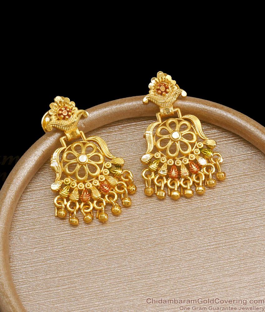 Calcutta Pattern 2 Gram Gold Earrings Enamel Danglers Designs ER3925