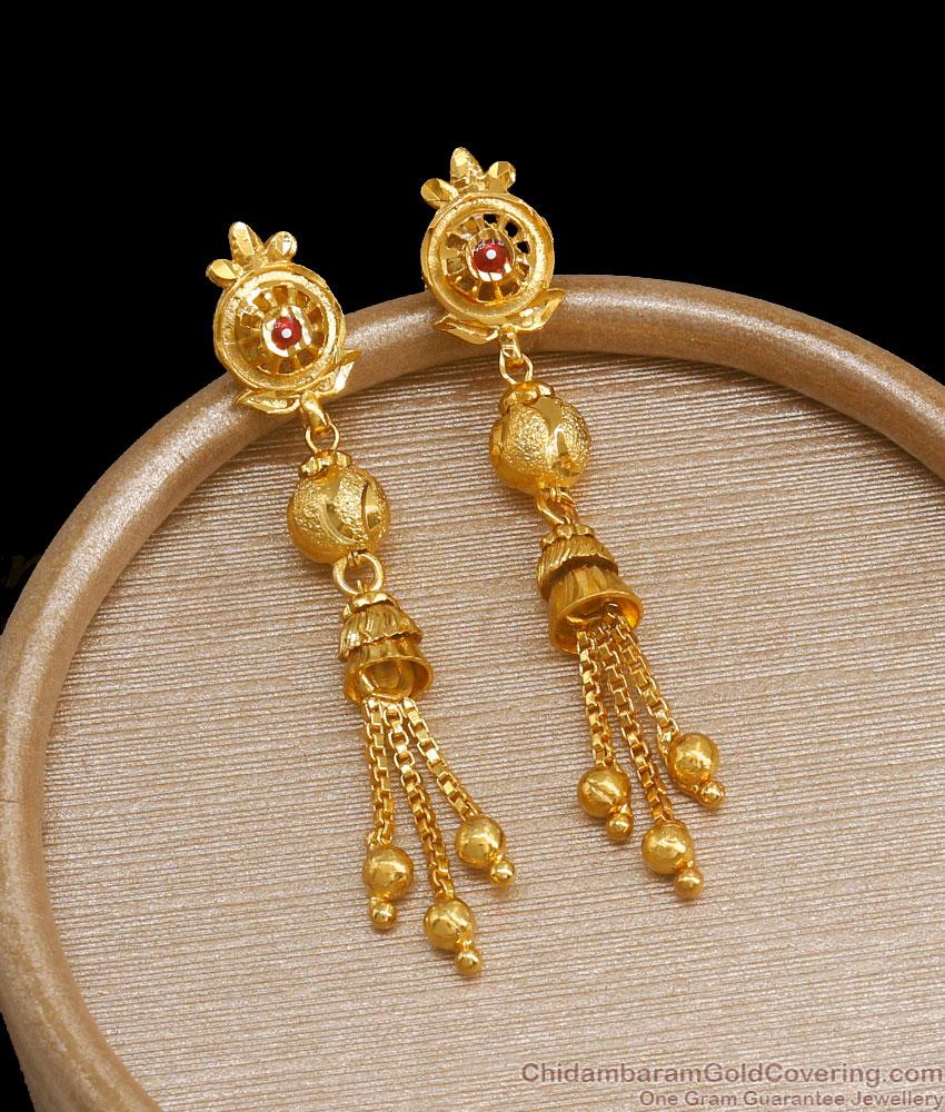 Stylish Long 2 Gram Gold Earring Forming Danglers Collections ER3926